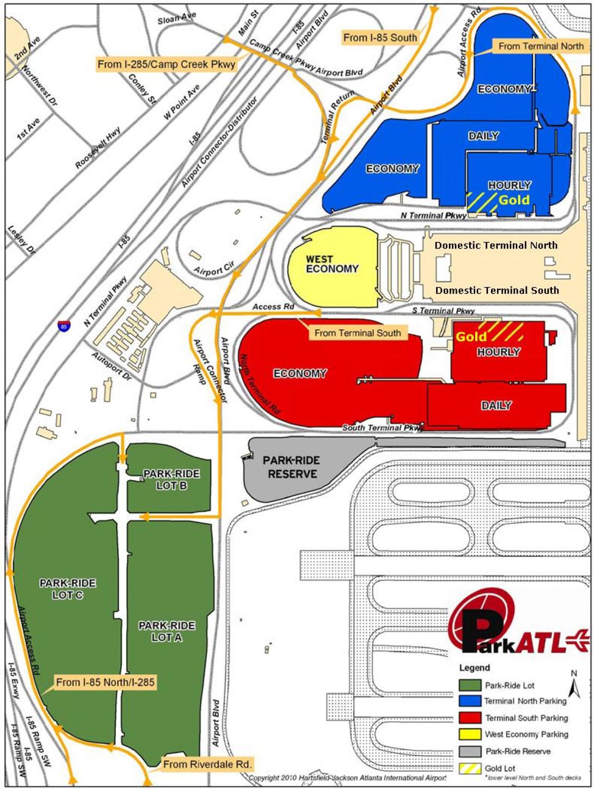 Atlanta Hartsfield flyplass parkering kart