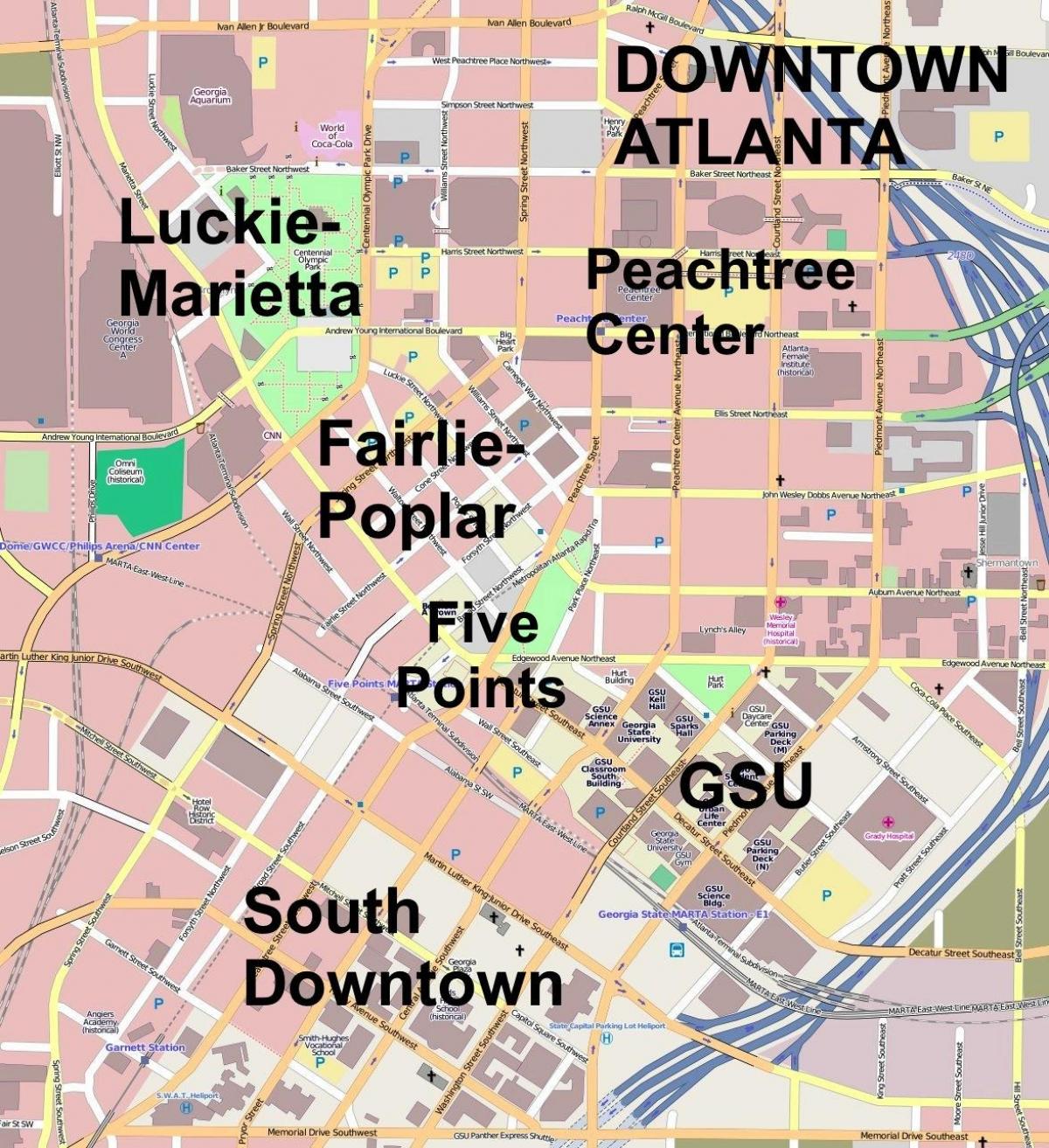 kart over downtown Atlanta