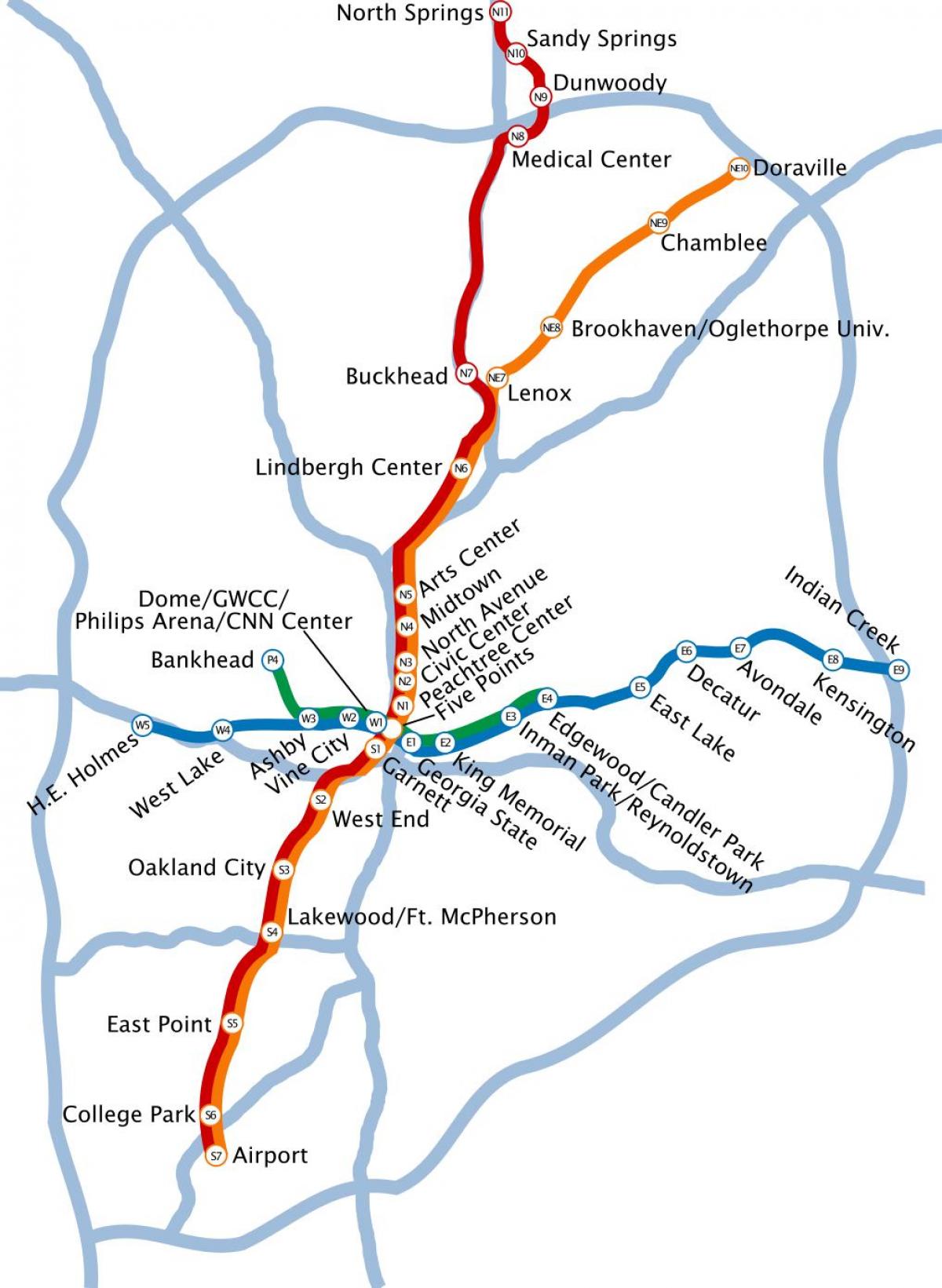 kart over metro Atlanta