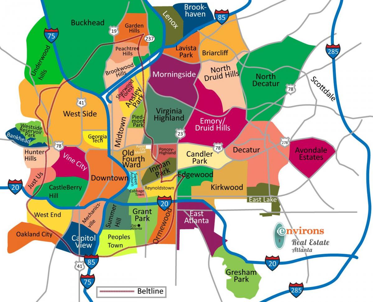 kart av Atlanta nabolag