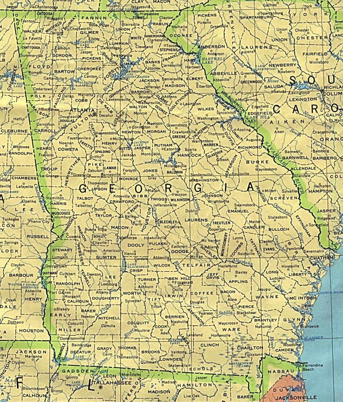 kart over Georgia byer