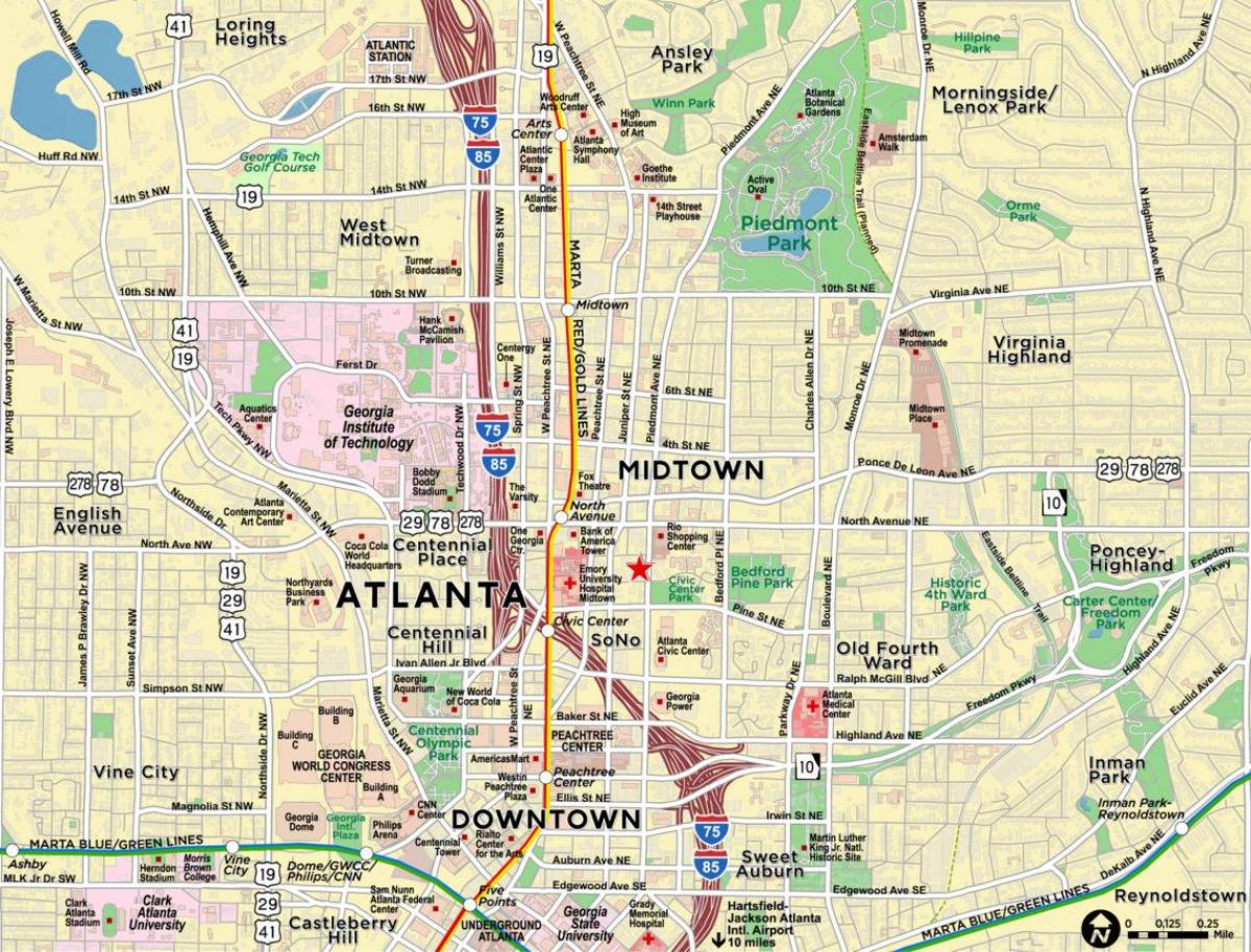 kart over midtown Atlanta