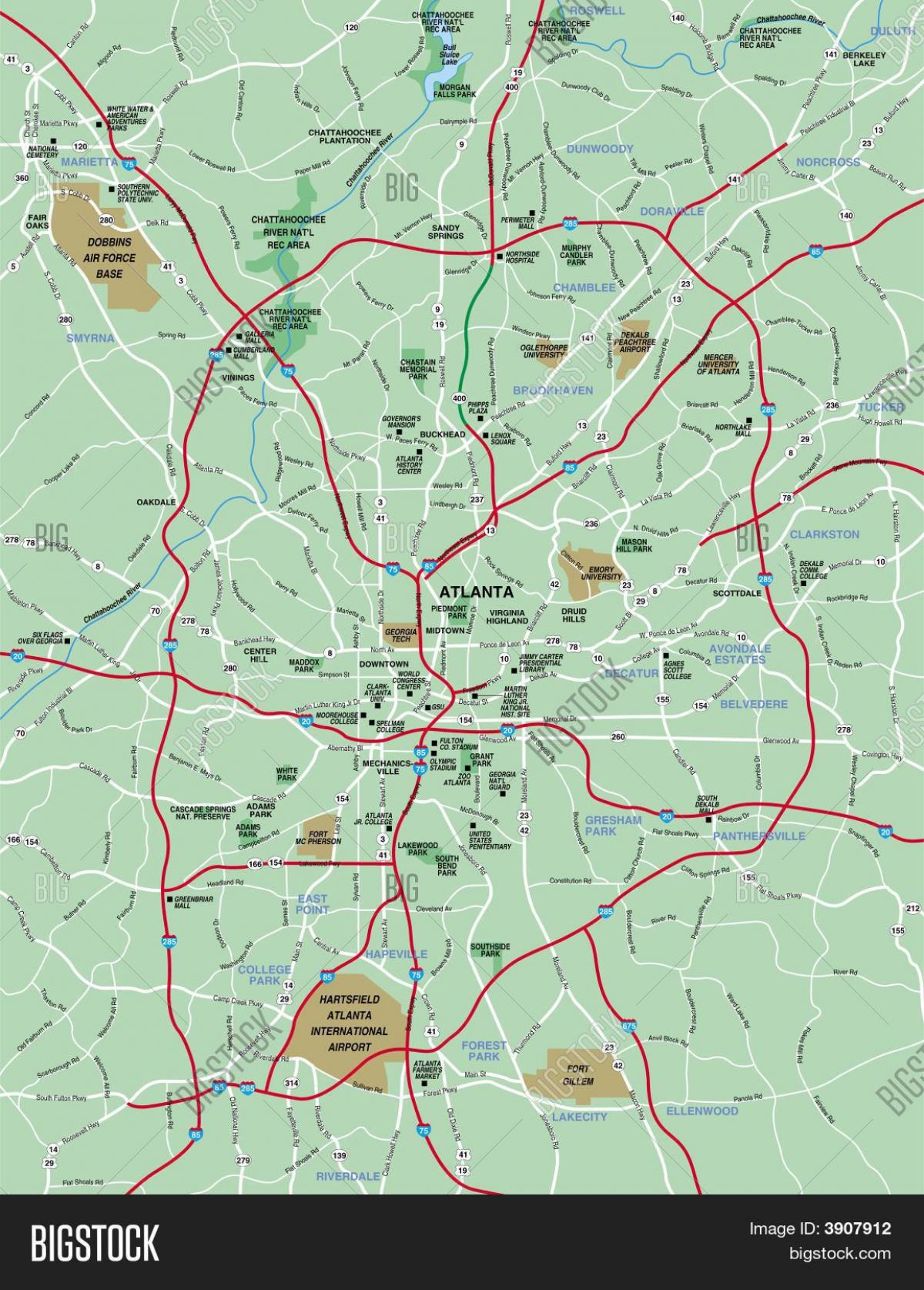 greater Atlanta-området kart