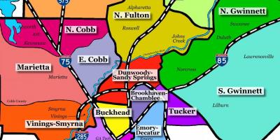 Kart av Atlanta forstedene